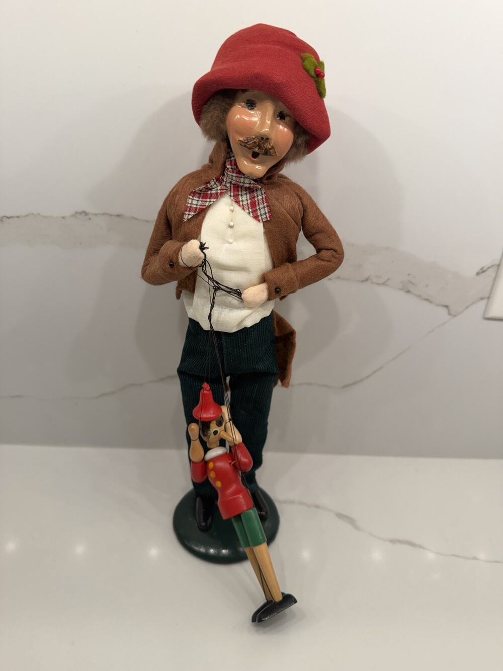 1996 Byers Choice Carolers Pinocchio & Geppetto Puppet Marionette Signed